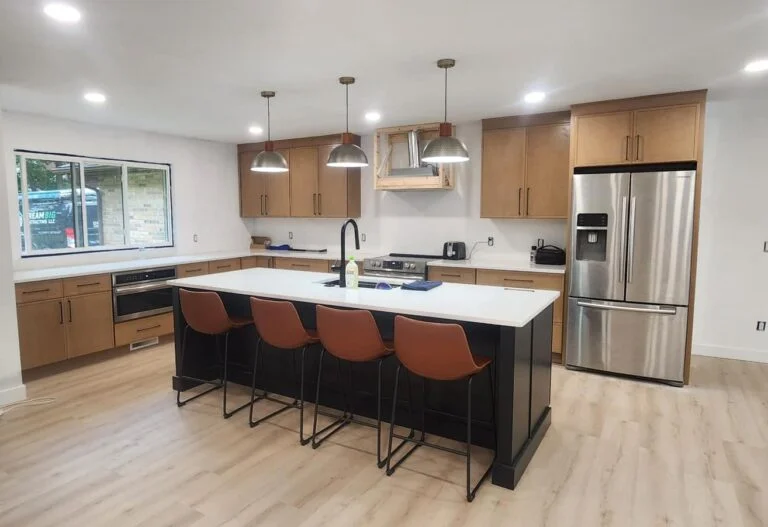Modern Updated Kitchen with New Kitchen Cabinets, New Kitchen Island, New countertops.