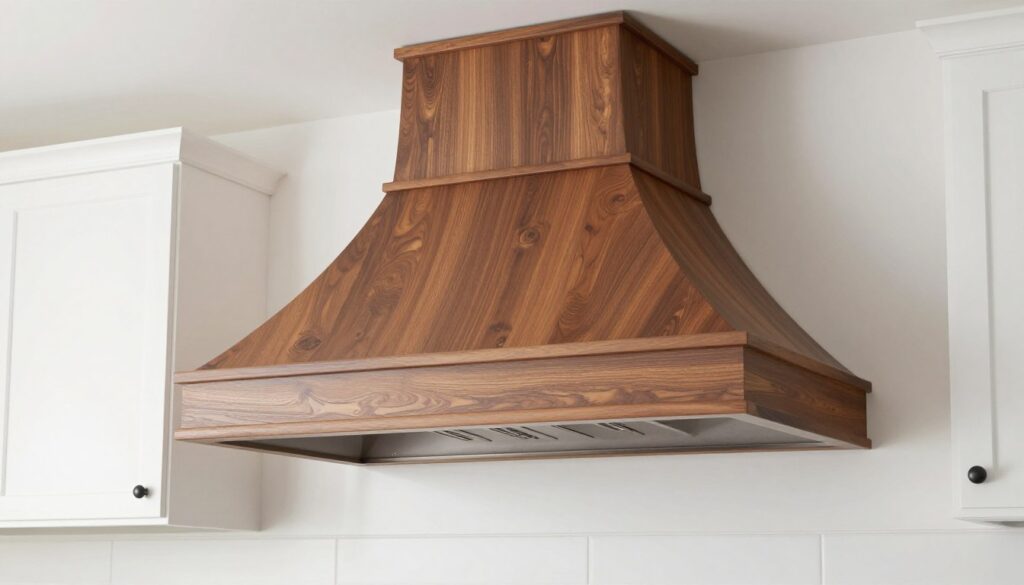 Kitchen with dramatic range hood as a focal point in a Dayton home