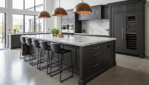 Large kitchen island with seating for six