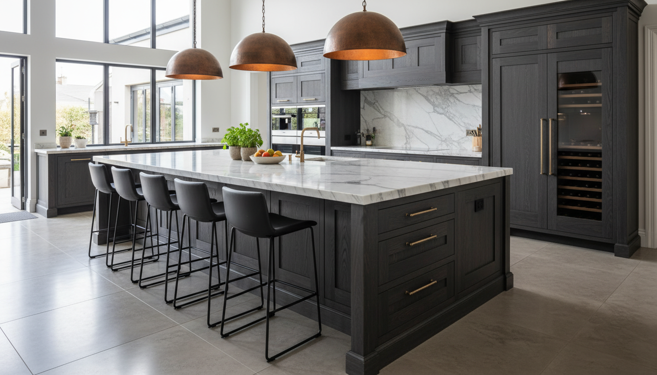 Large kitchen island with seating for six